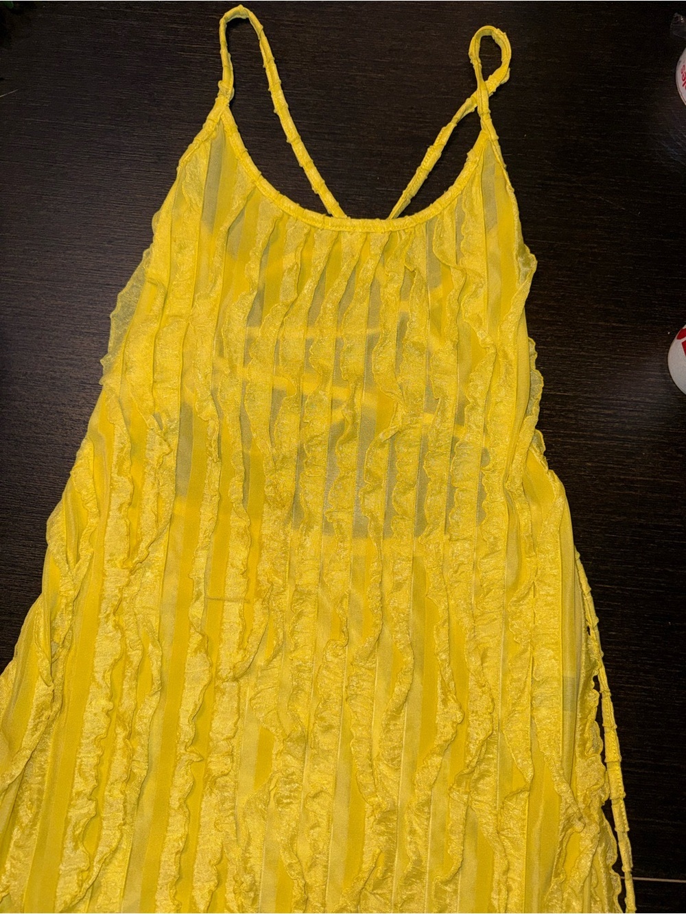 SHEIN Neon Yellow Textured Maxi Dress with Spaghetti Straps - Picture 6 of 8